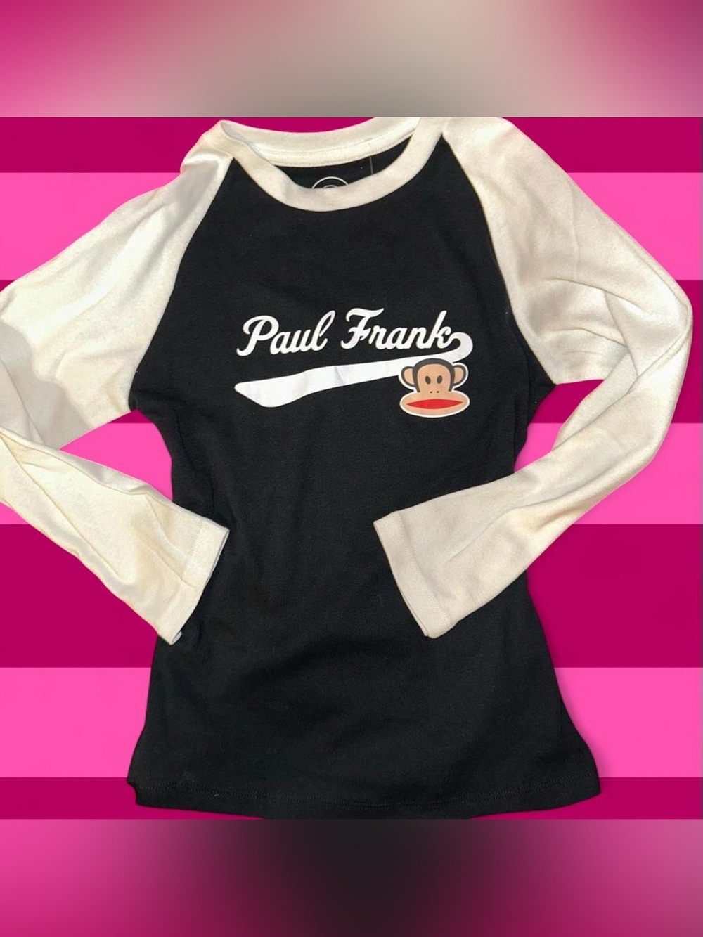 Paul Frank Black and White Logo Baseball long sleeve